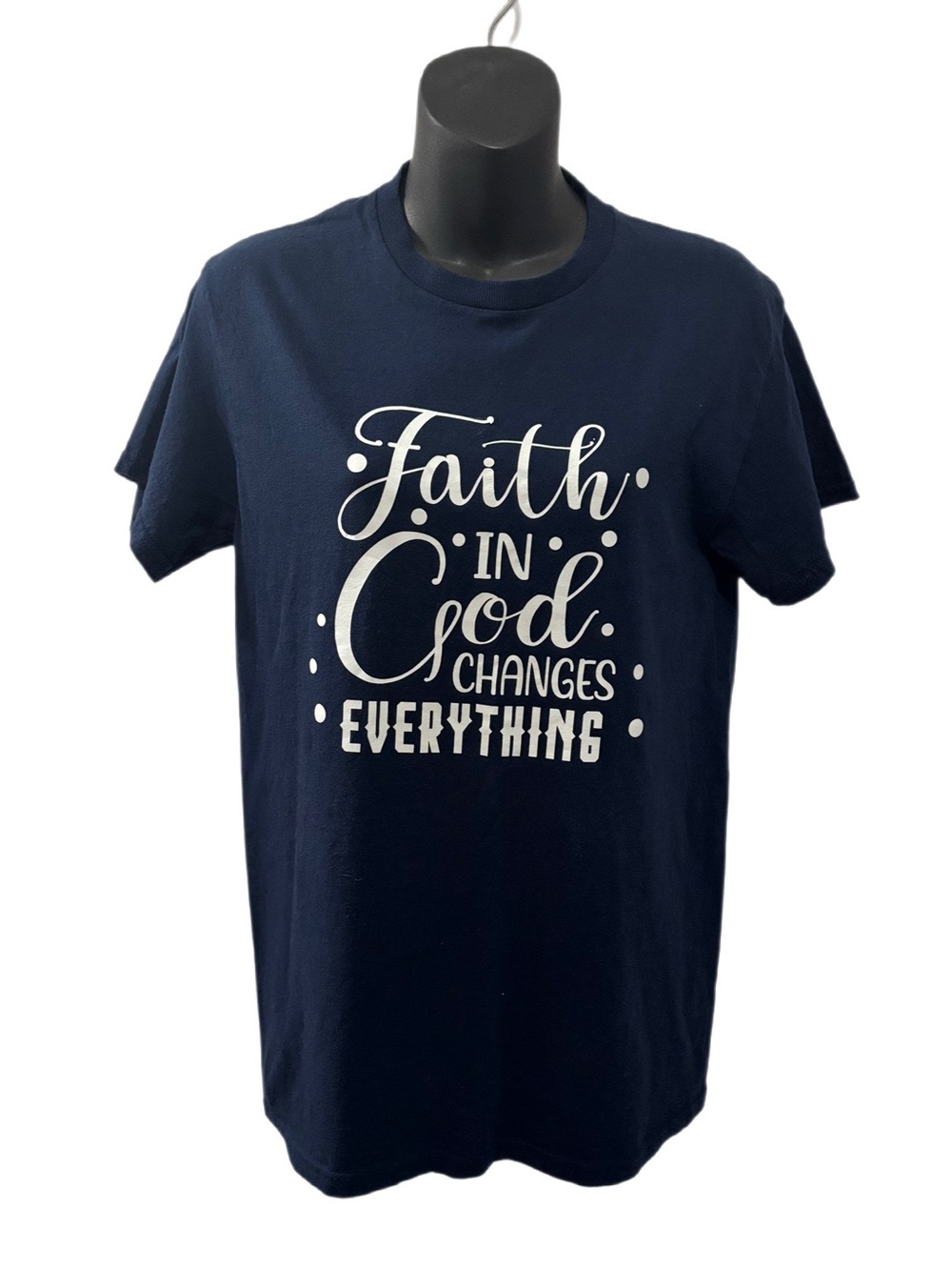 Faith in God Navy Graphic T-Shirt - women’s Inspirational Tee